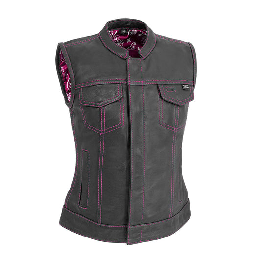 Jessica Women's  Motorcycle Leather Vest - Pink - Limited Edition Women's Leather Vest First Manufacturing Company XS  