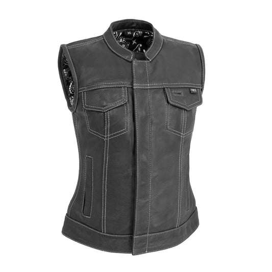 Jessica Women's Motorcycle Leather Vest - White - Limited Edition Women's Leather Vest First Manufacturing Company   