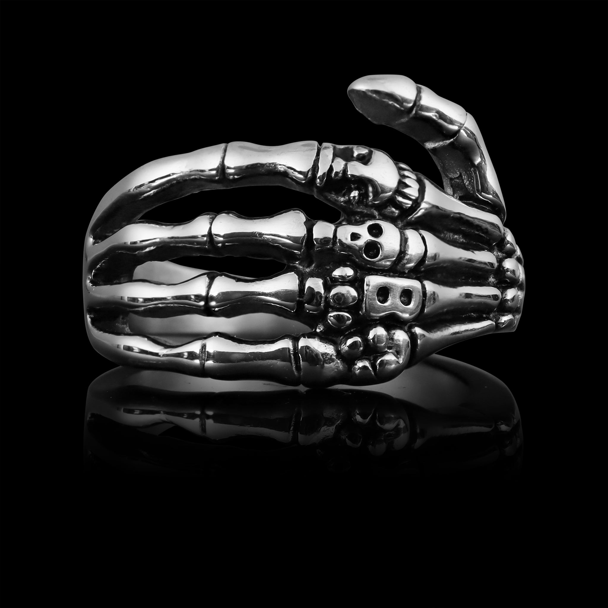 Stainless Steel Skeleton Hand Ring – Extreme Biker Leather