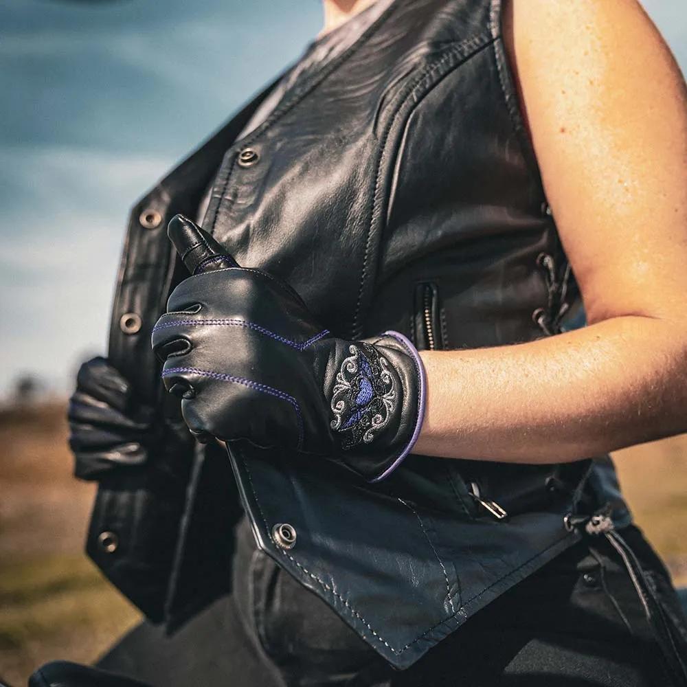 Ladies Full Finger Gloves with Purple Heart Design