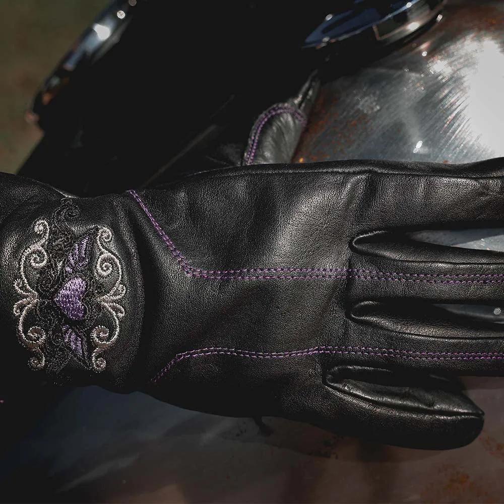 Ladies Full Finger Gloves with Purple Heart Design