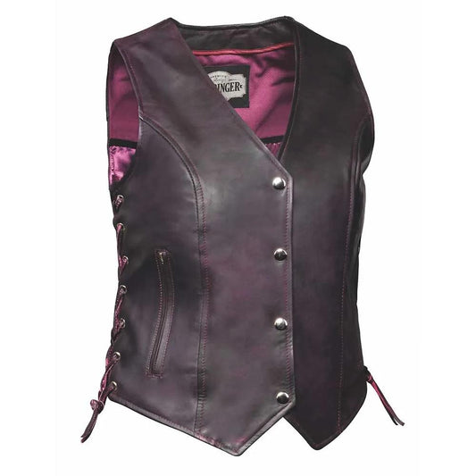 Lilly- Ladies Purple Leather Vest