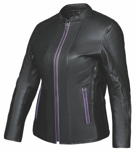 Lita - Ladies Purple Wing Leather Jacket
