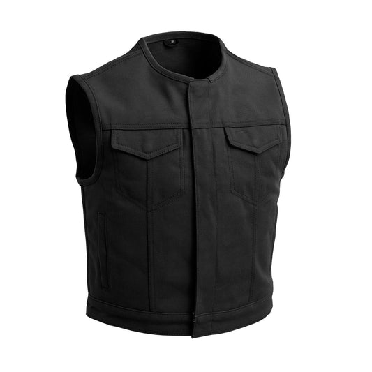 Lowside Men's Motorcycle Twill Vest Men's Twill Vest First Manufacturing Company S Black 