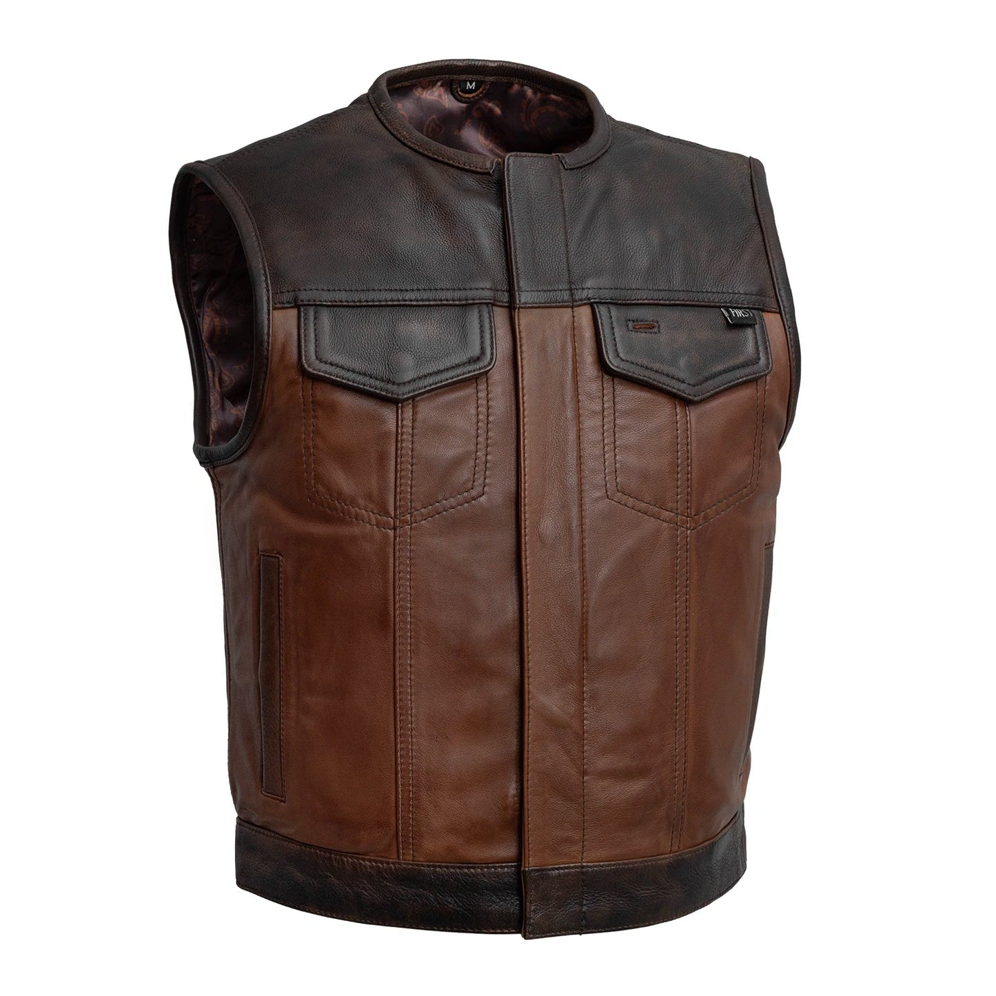 Lowside Gunner Men's Motorcycle Leather Vest Men's Leather Vest First Manufacturing Company S  