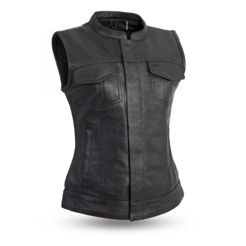 Ludlow Women's Motorcycle Leather Vest Women's Leather Vest First Manufacturing Company XS  