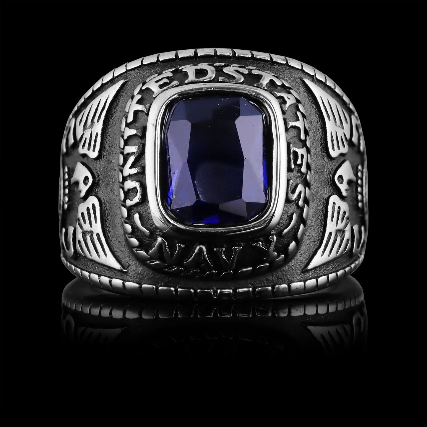 United States Military Blue Stone Navy Ring