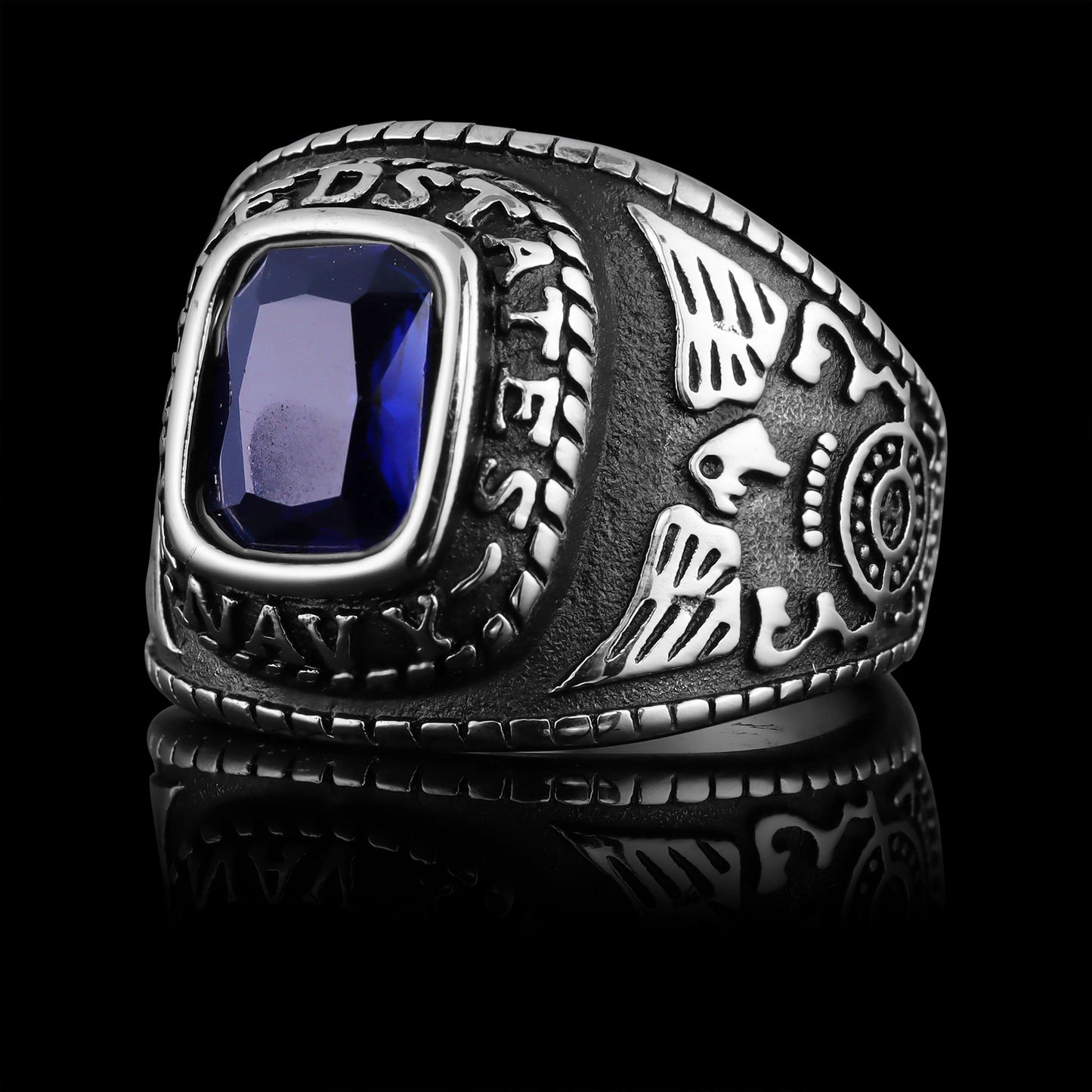 United States Military Blue Stone Navy Ring