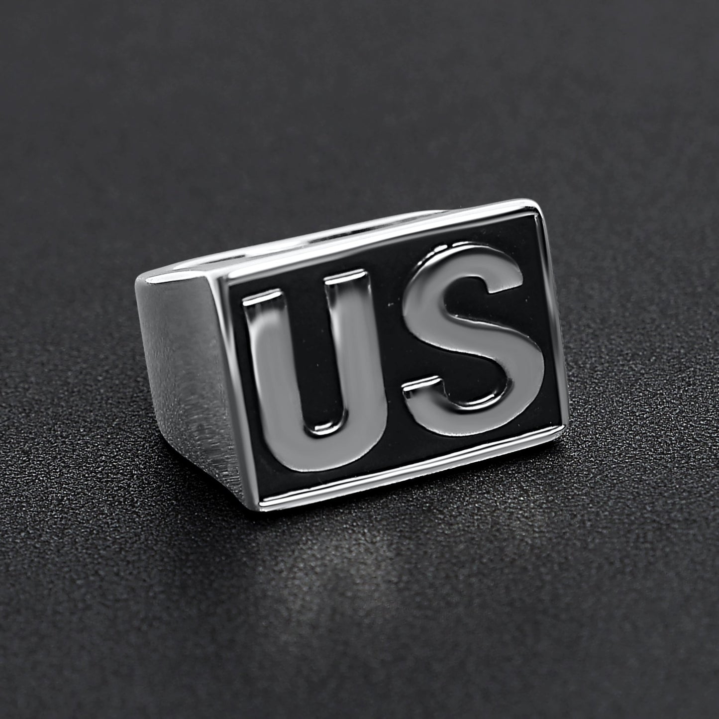 Stainless Steel United States "US" Insignia Signet Ring