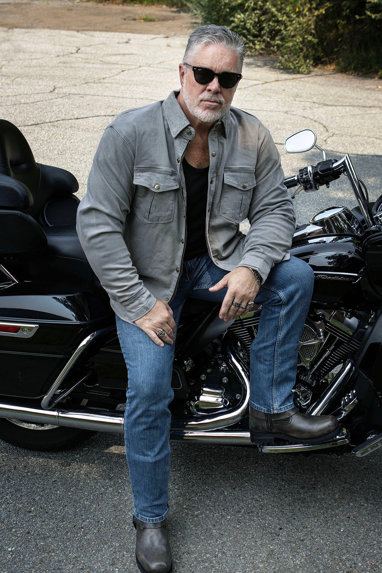 Milwaukee Leather MPM1621 Men's Grey CE Armored Long Sleeve Motorcycle Riders Shirt w/ Reinforced w/ Aramid Fibers