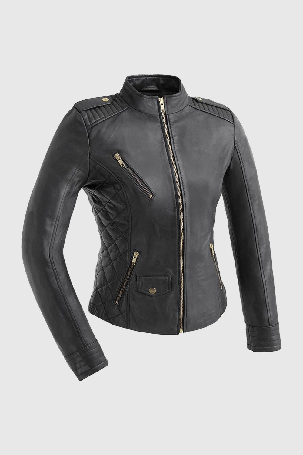 Madelin Womens Fashion Leather Jacket Women's Leather Jacket Whet Blu NYC XS Black 