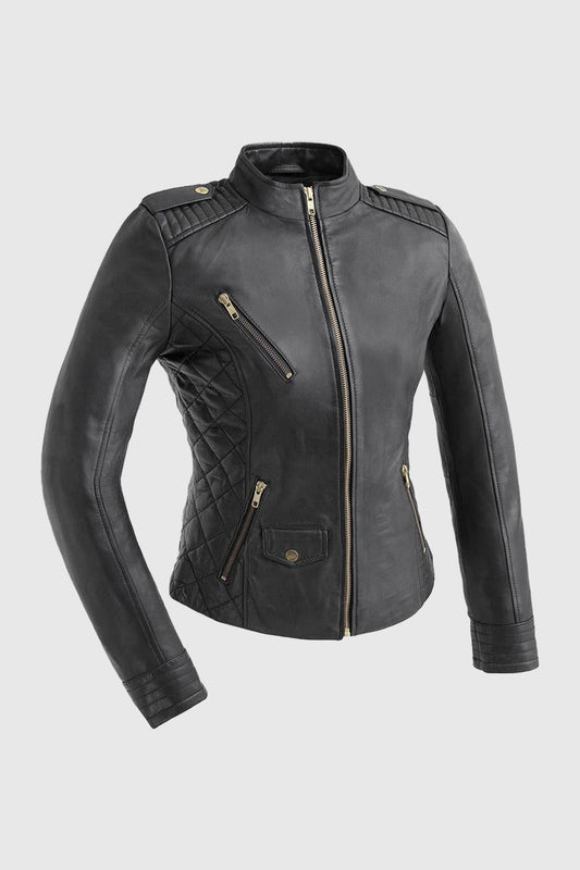 Madelin Women's Fashion Leather Jacket (POS) Women's Leather Jacket Whet Blu NYC XS Black 