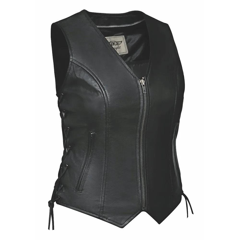 Mae - Ladies Zippered Leather Vest