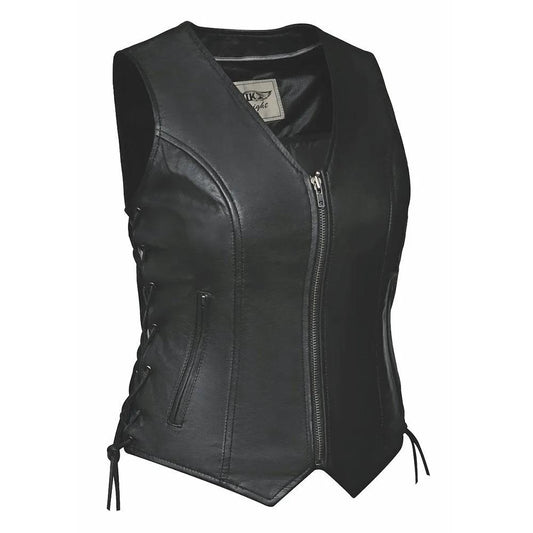 Mae - Ladies Zippered Leather Vest