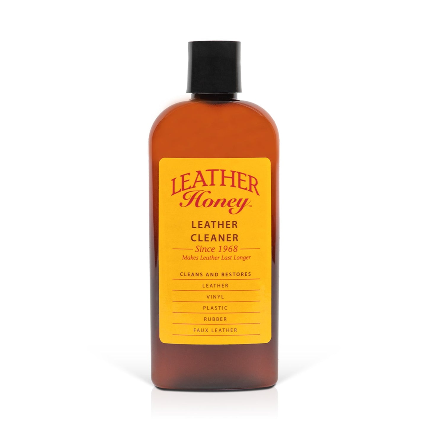Bottle of Leather Honey leather cleaner on a white background