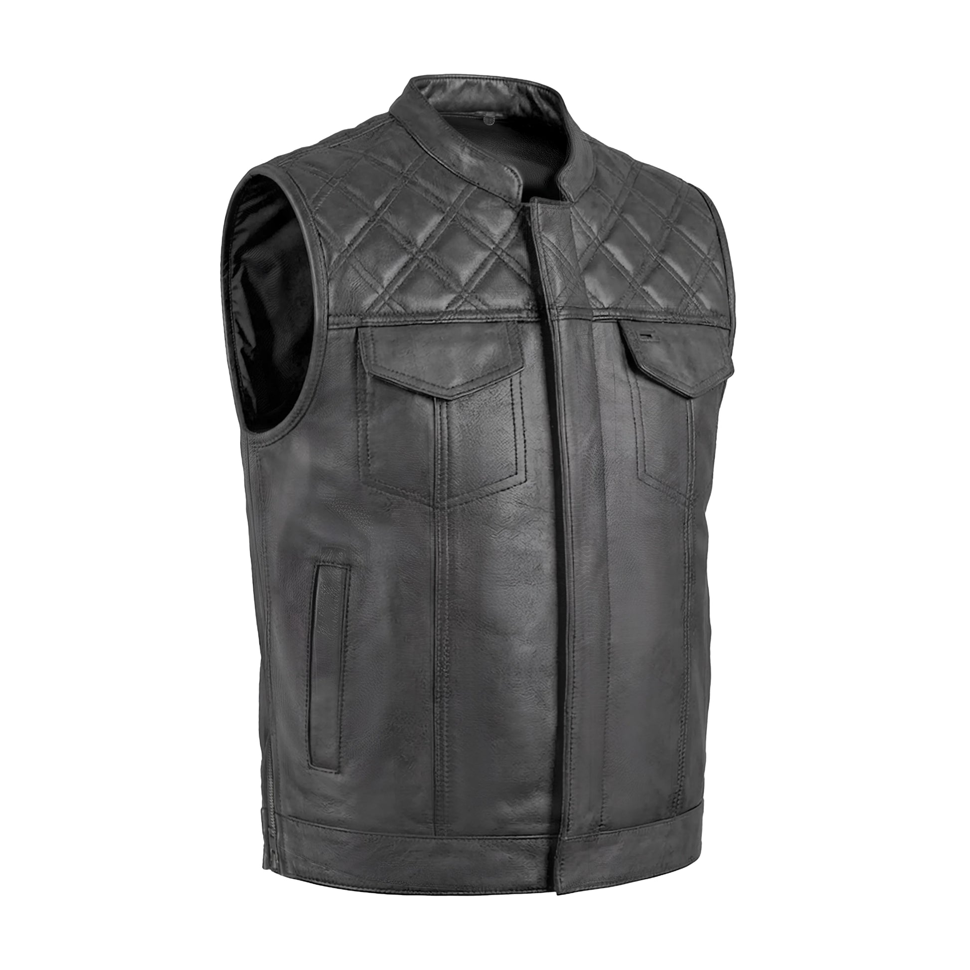 Diamond – Lowcut Men's Motorcycle Leather Vest – Extreme Biker Leather Diamond – Lowcut Men's Motorcycle Leather Vest – Extreme Biker Leather