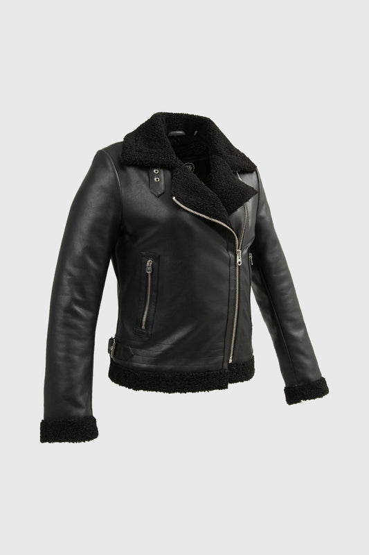 Chelsea Women's Fashion Leather Jacket Black (POS) Women's Leather Jacket Whet Blu NYC XS  