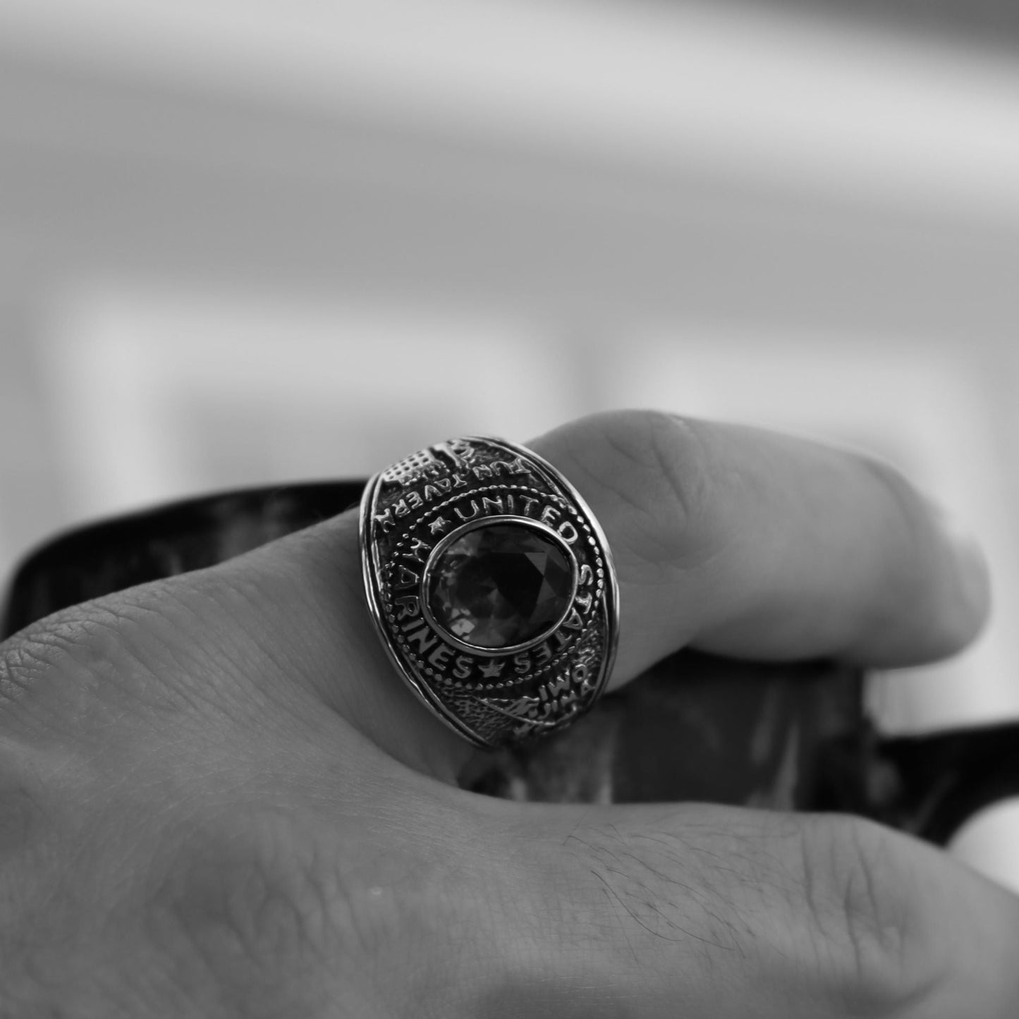 United States Military Red Stone Marine Corp Ring