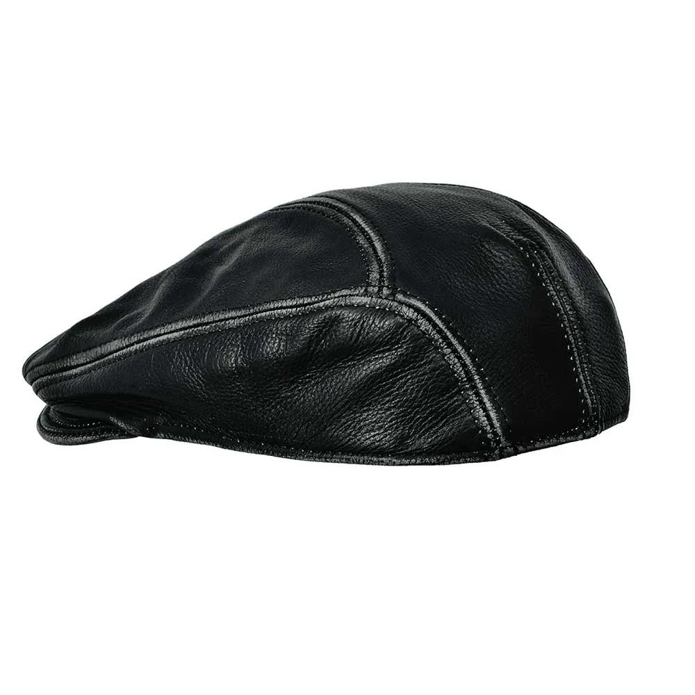 Mens Premium Geniun Leather Ascot Cap