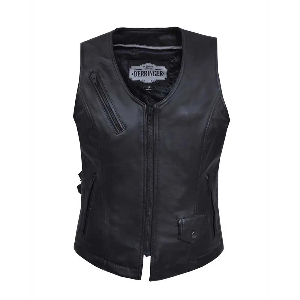 Midnight Cowgirl - Women's Lambskin Leather Motorcycle Vest