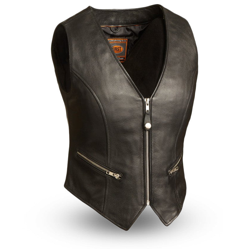 Montana Women's Motorcycle Leather Vest Women's Leather Vest First Manufacturing Company XS Black 