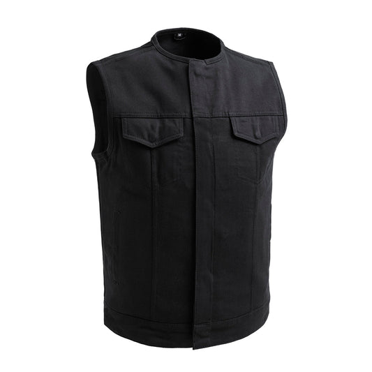 No Limit - Men's Motorcycle Twill Vest Men's Twill Vest First Manufacturing Company S Black 