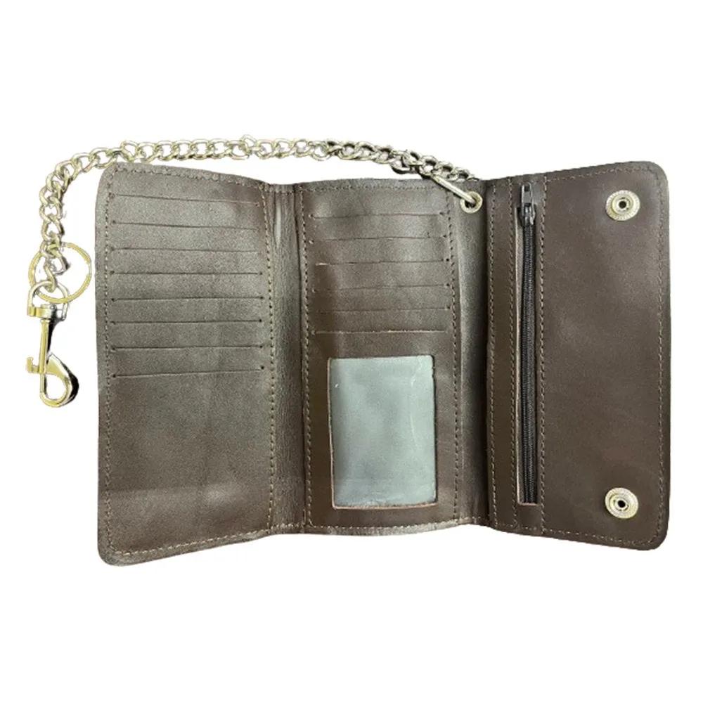 Brown Trifold Biker Chain Wallet