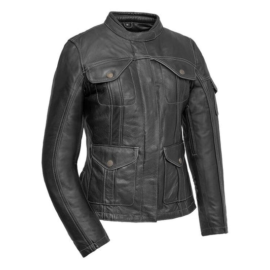 Outlander - Women's Motorcycle Leather Jacket Women's Leather Jacket First Manufacturing Company XS Black 