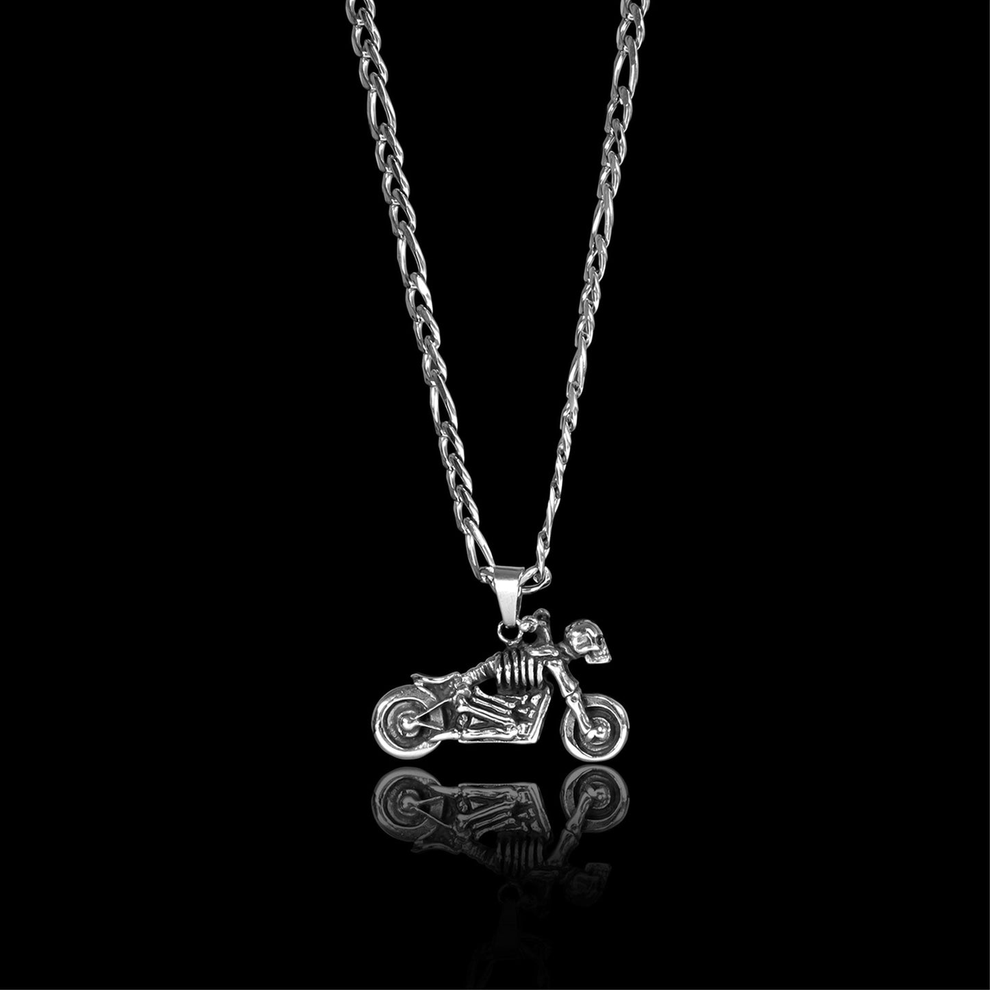 Stainless Steel Skeleton Motorcycle Figaro Chain Necklace