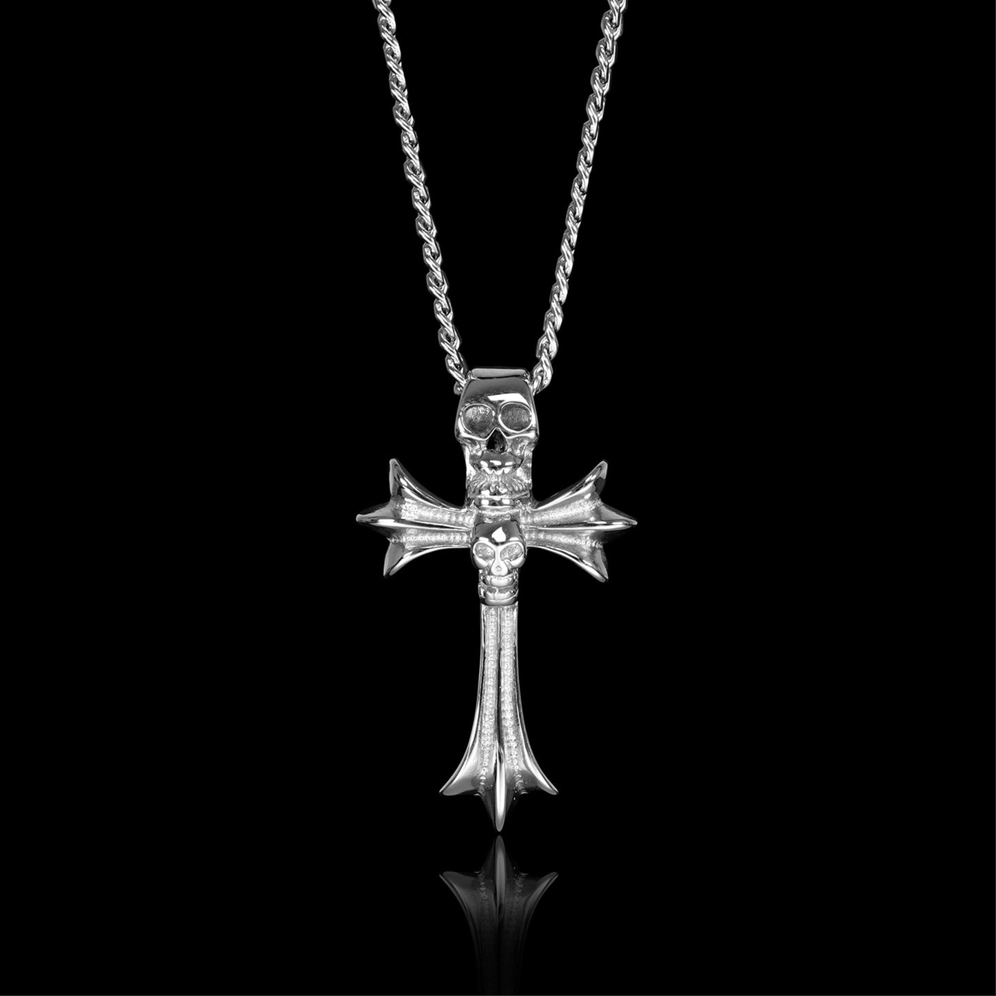 Stainless Steel Skull Cross Curb Chain Necklace