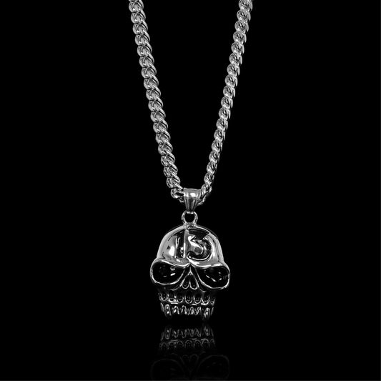 Stainless Steel "13" Fanged Skull Curb Chain Necklace