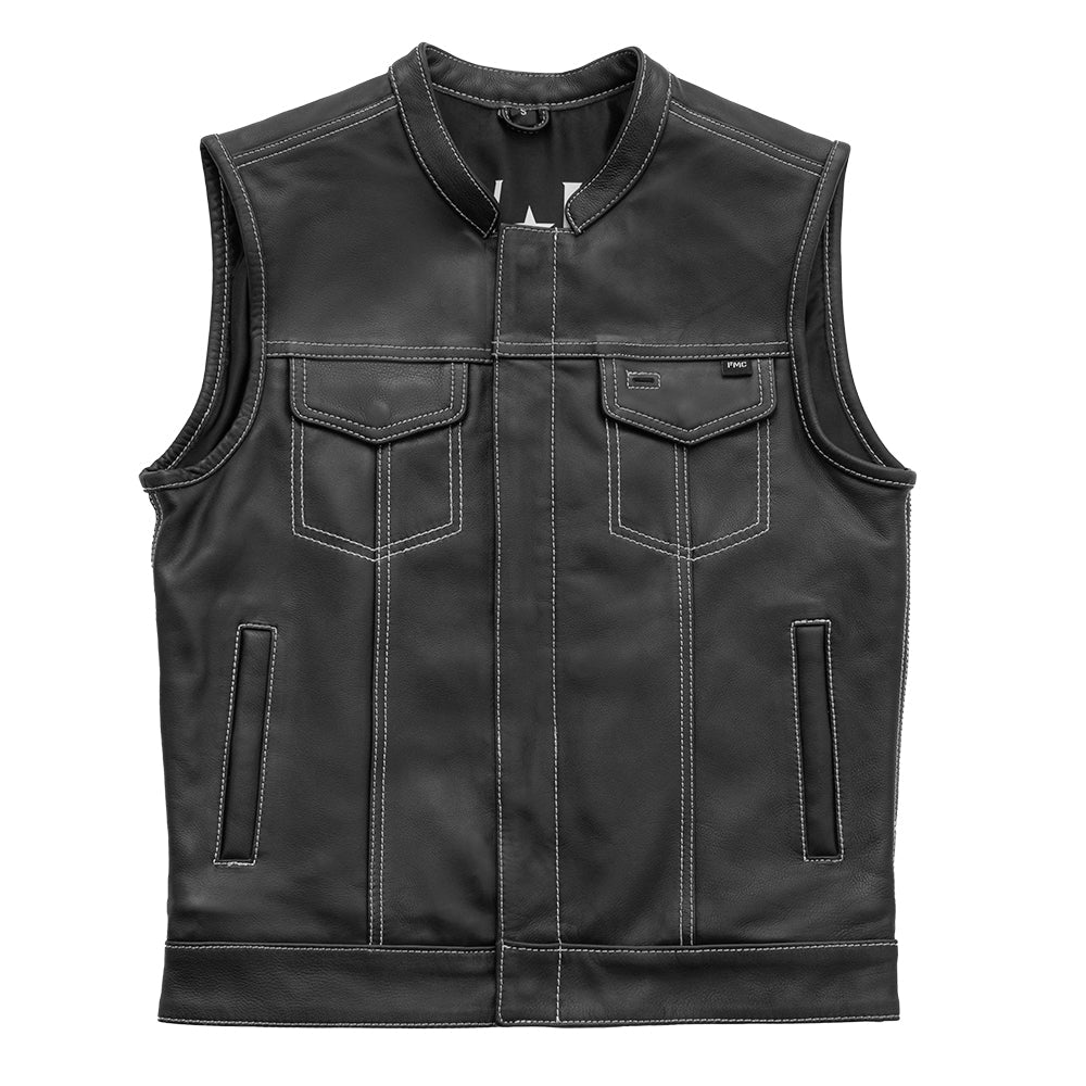 POW - Men's Leather Motorcycle Vest - Limited Edition Factory Customs First Manufacturing Company S  