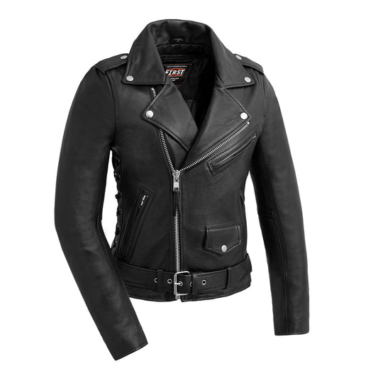 Popstar - Women's  Motorcycle Leather Jacket Women's Leather Jacket First Manufacturing Company XS Black 