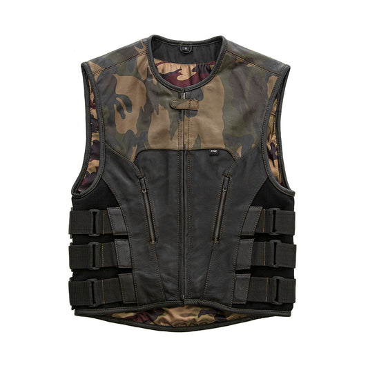 Predator - Men's Swat Style Leather Motorcycle Vest - Limited Edition Factory Customs First Manufacturing Company S  