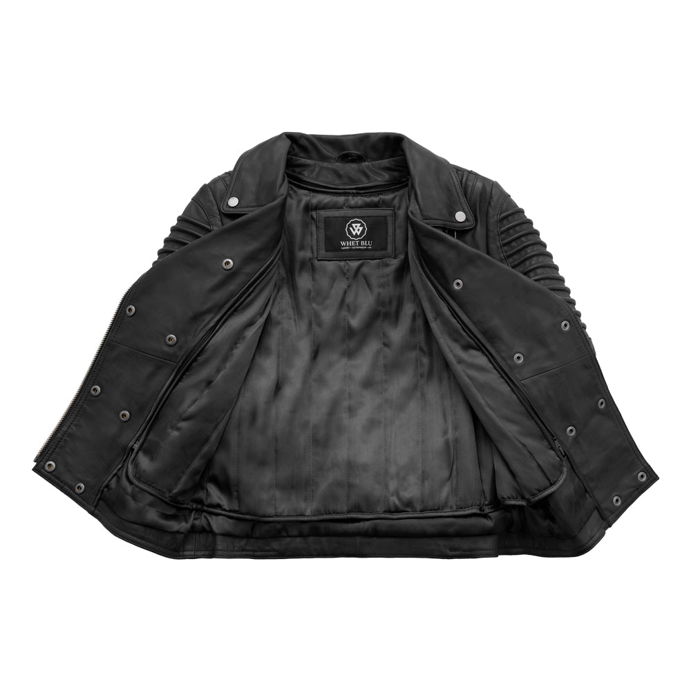 Queens Women's Fashion Leather Jacket Black (POS) Women's Fashion Moto Leather Jacket Whet Blu NYC   