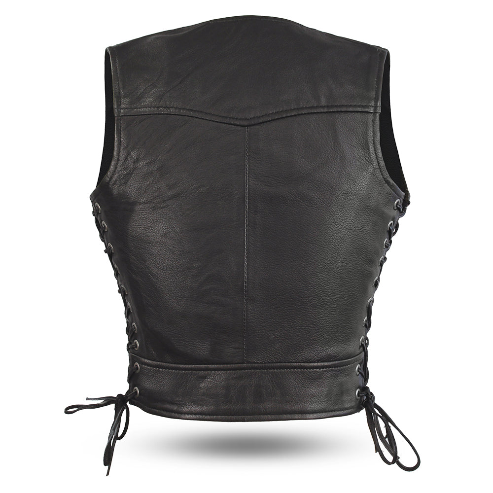 Raven Women's Motorcycle Leather Vest Women's Leather Vest First Manufacturing Company   