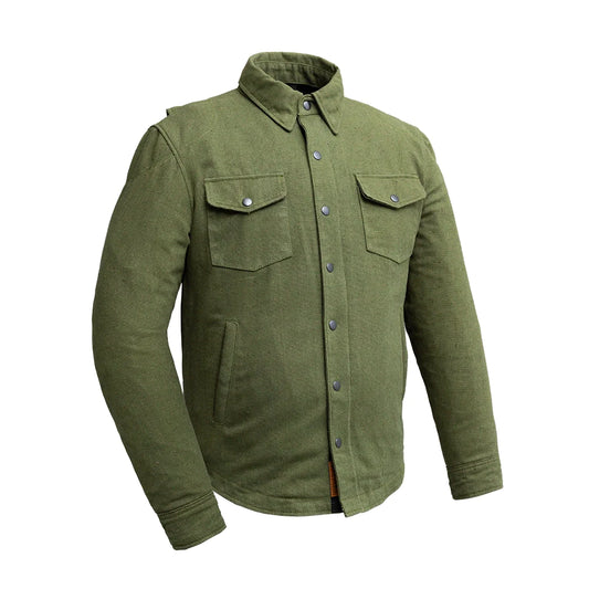 The Moto Shirt - Recycled Canvas  First Manufacturing Company OliveGreen S 