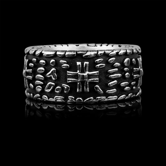 Stainless Steel Stone Wall Cross Ring