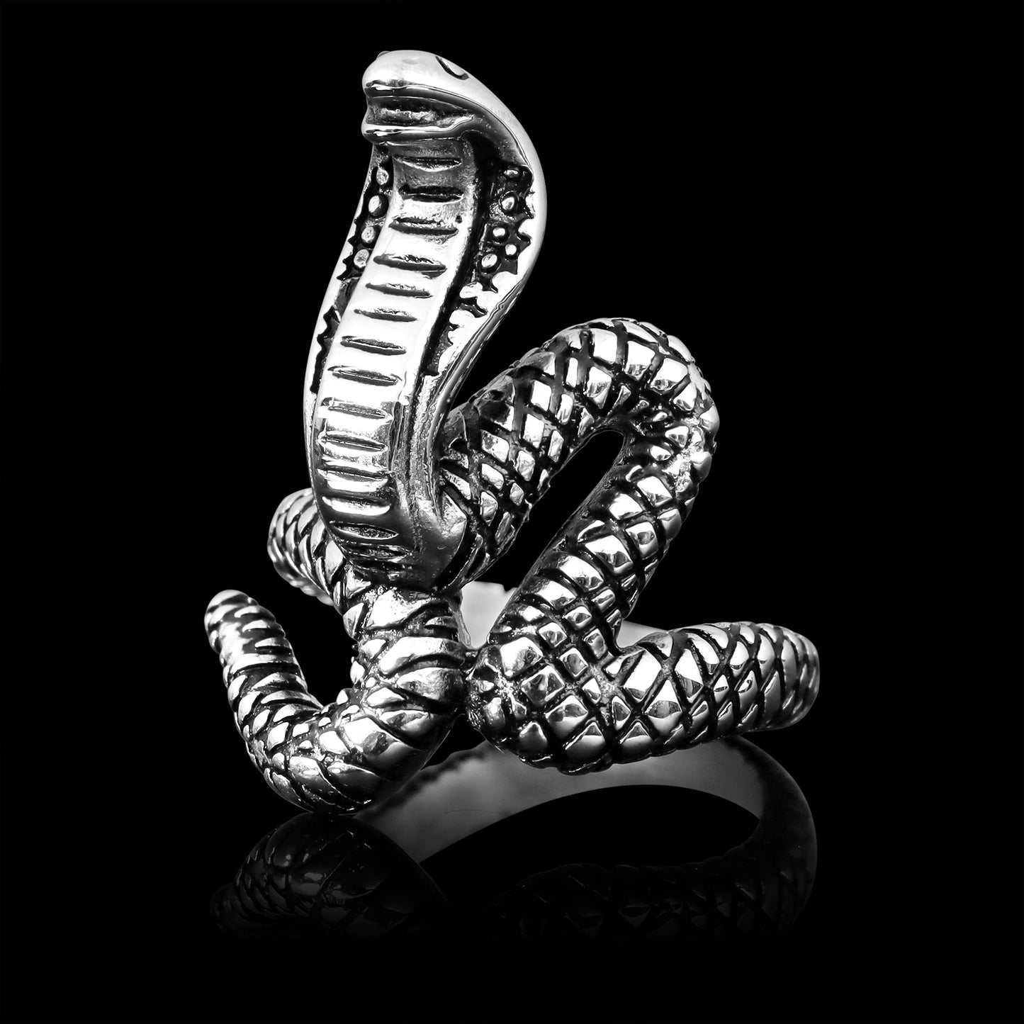 Stainless Steel Polished Cobra Unisex Ring