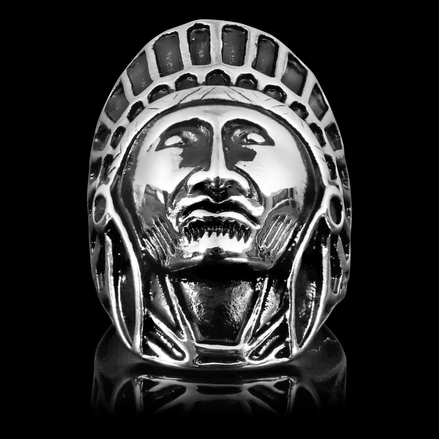 Stainless Steel Native American Chief Ring