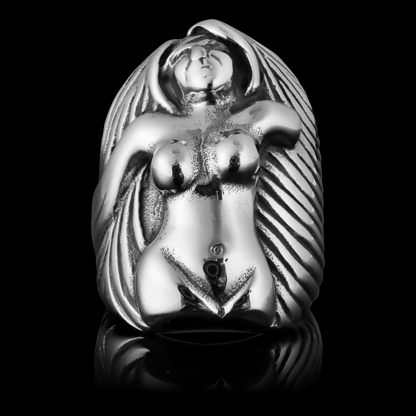 Stainless Steel Nude Goddess Ring