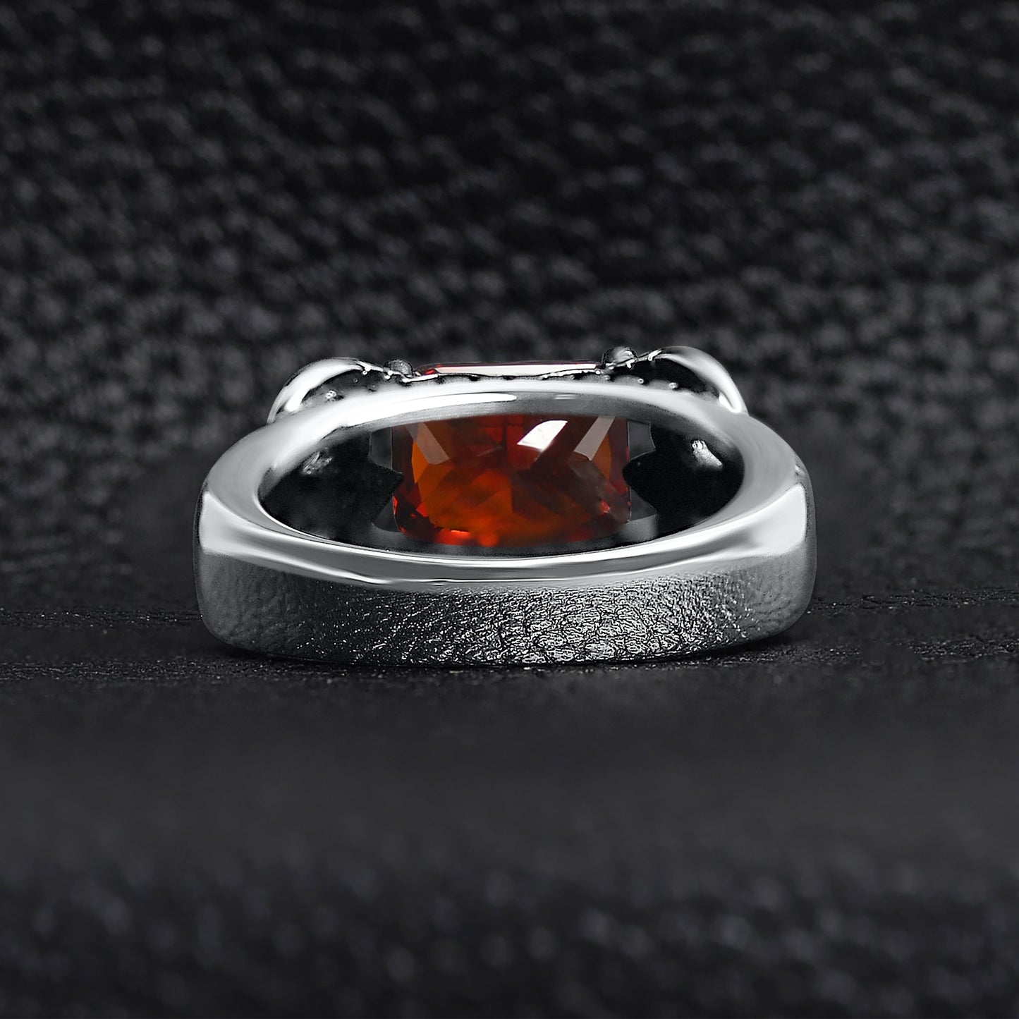 Stainless Steel Red CZ Center Fleur De Lis Ring