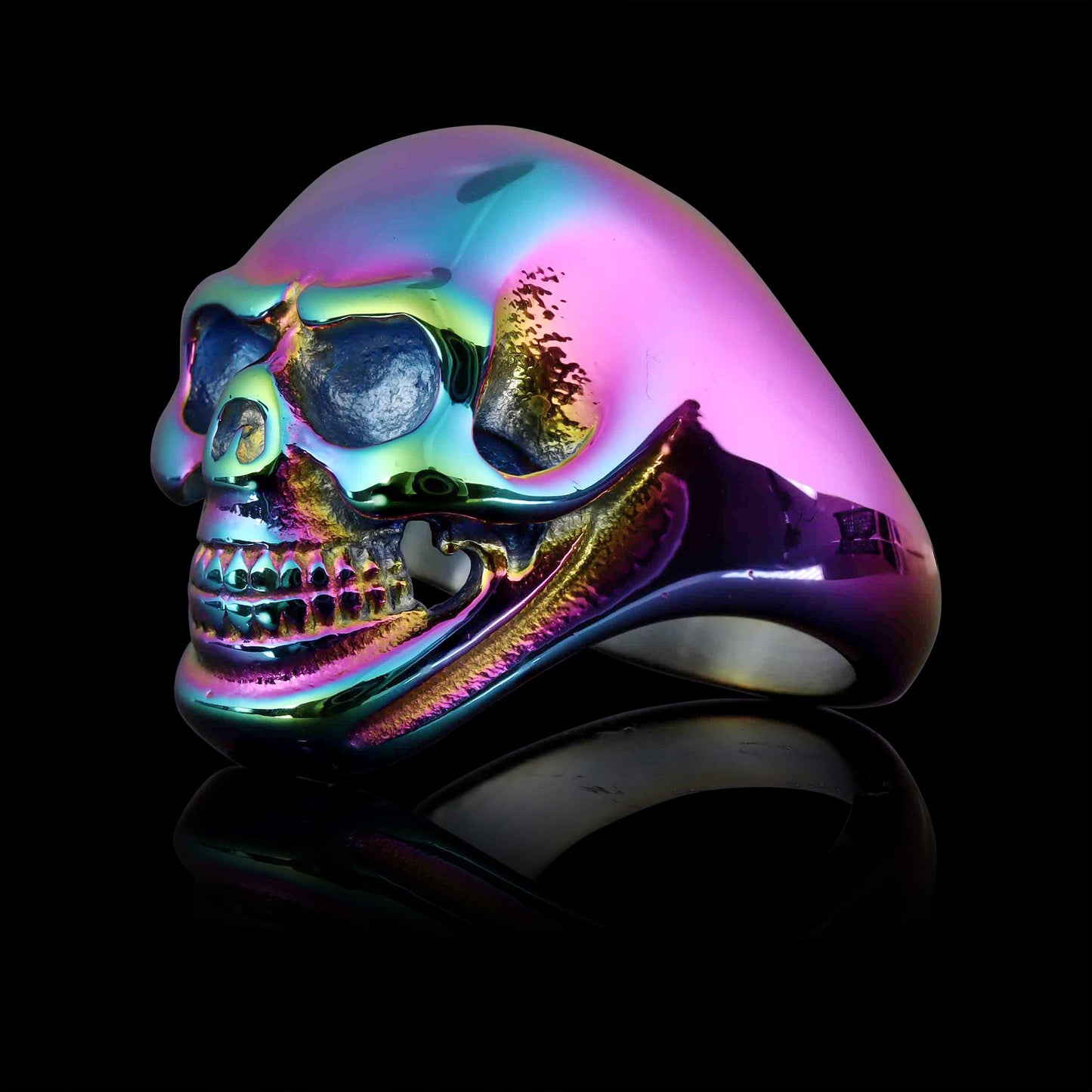 Stainless Steel Rainbow Skull Ring