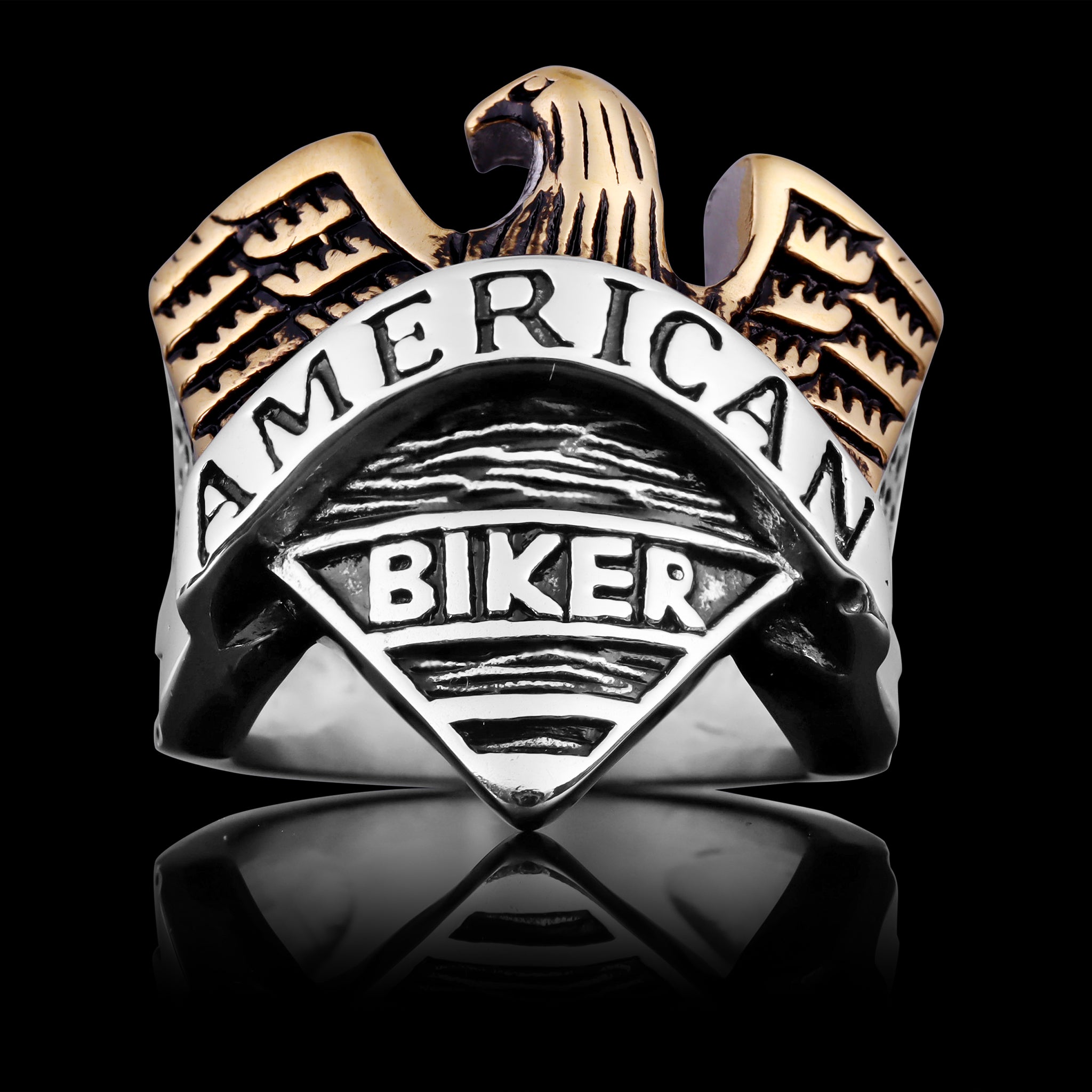AMERICAN BIKER 18K Gold PVD Coated Stainless Steel Eagle Ring – Extreme ...
