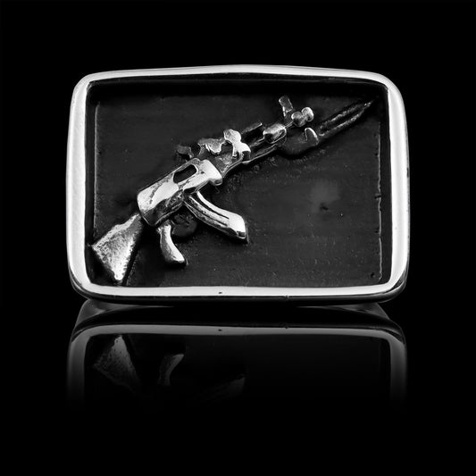 Stainless Steel AK-47 Gun Signet Ring