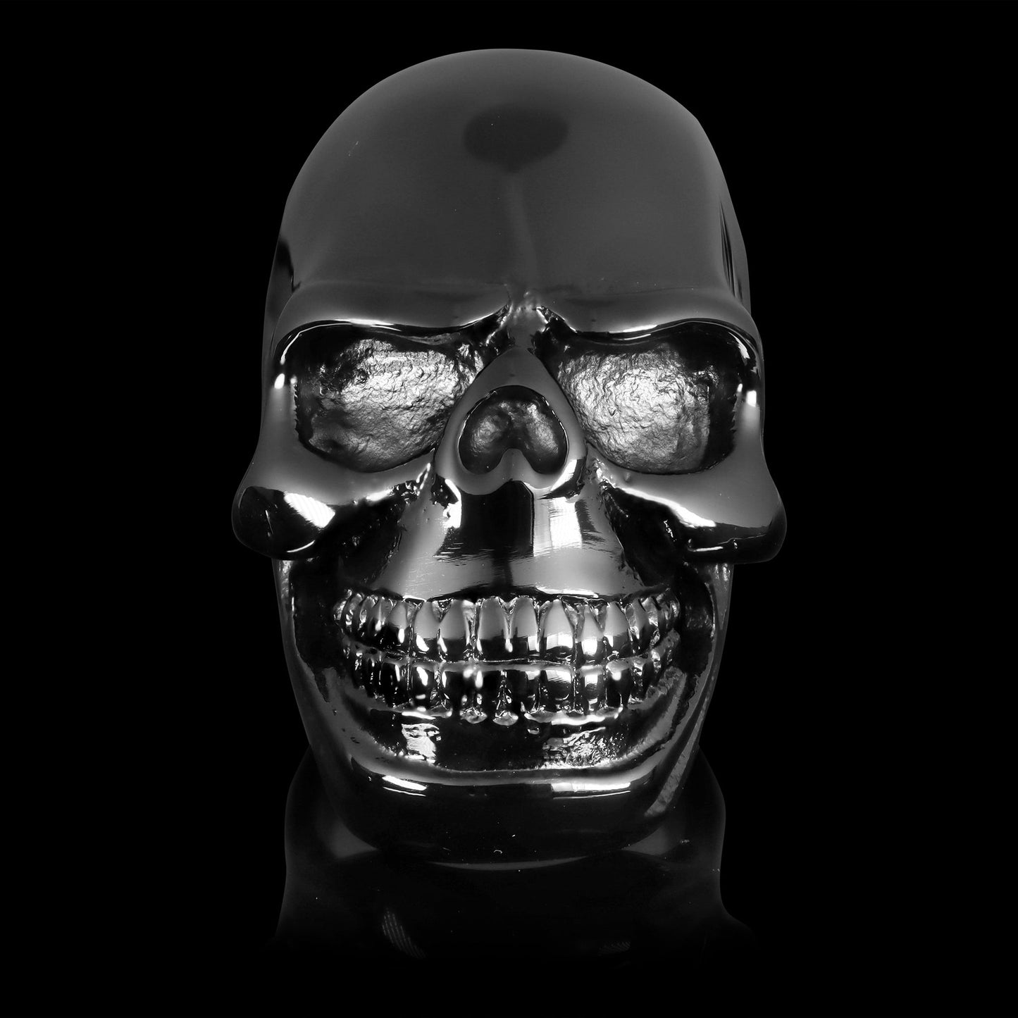 Stainless Steel Large Black Skull Ring