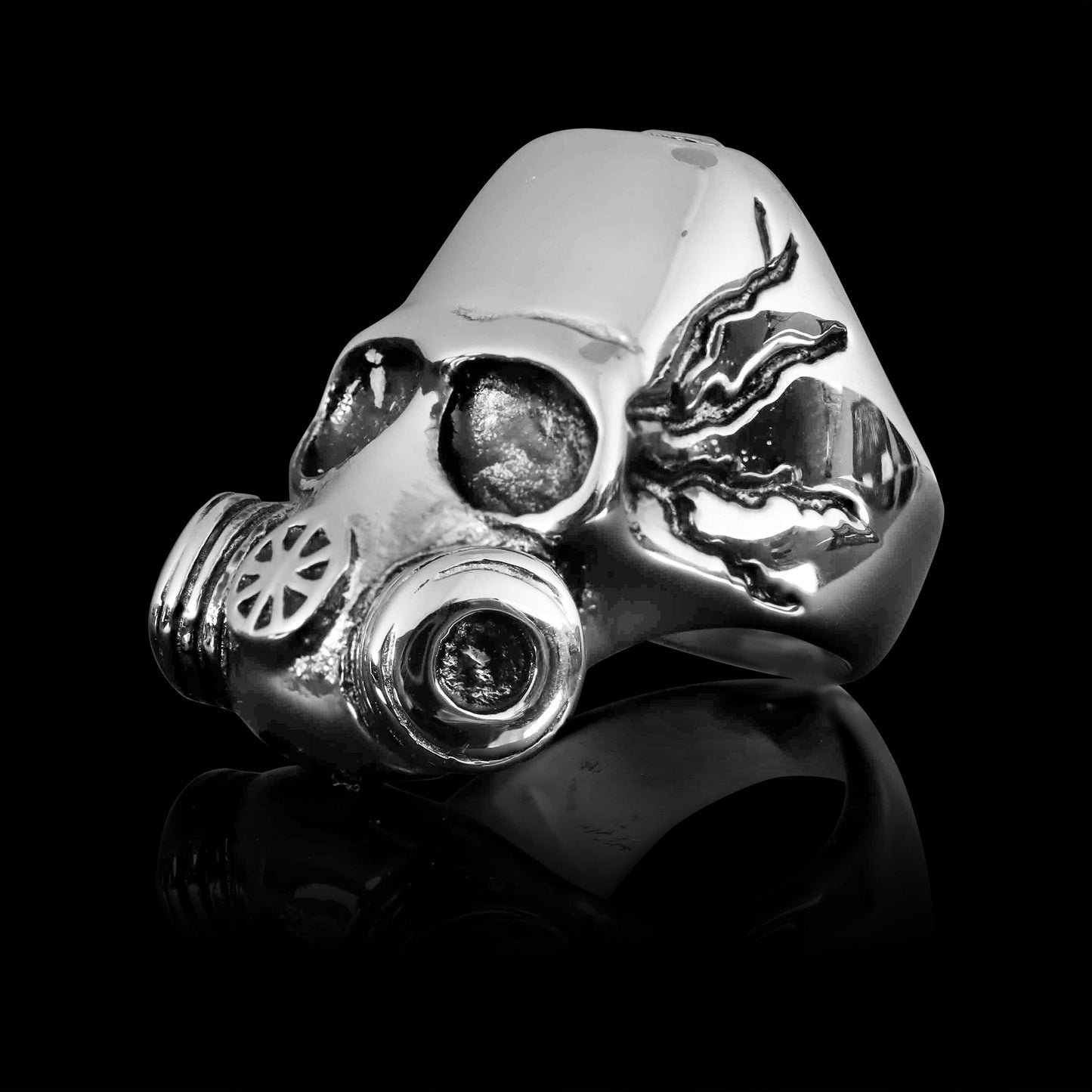 Stainless Steel Gas Mask Skull Ring