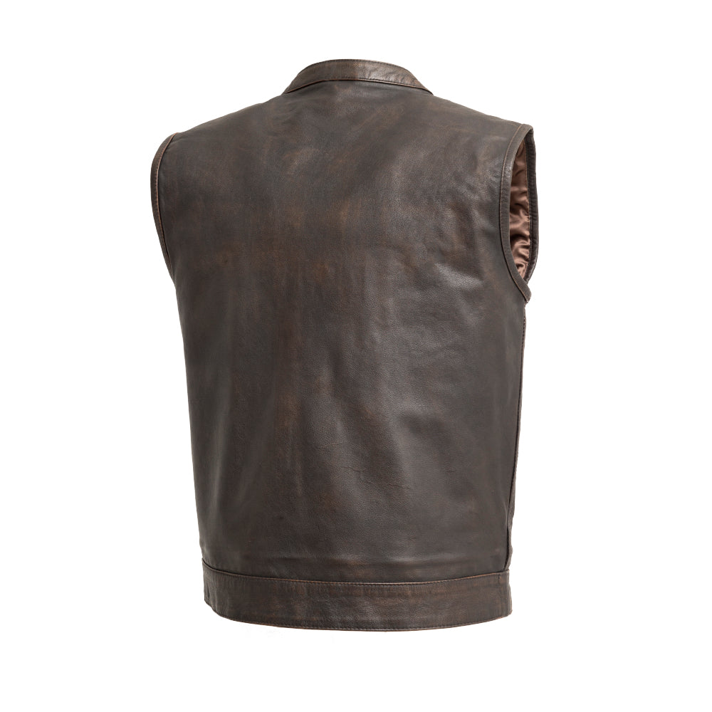 Men's Brown Leather Vest, Motorcycle Riding Vest