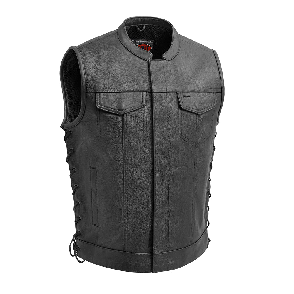 Sniper Men's Motorcycle Leather Vest Men's Leather Vest First Manufacturing Company S Black 