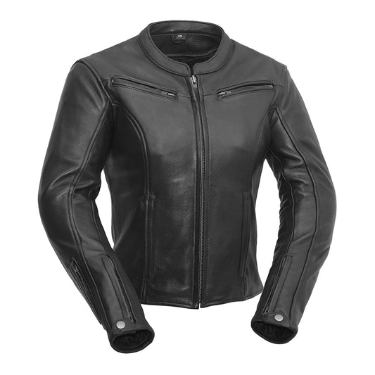 Speed Queen Motorcycle Leather Jacket Women's Leather Jacket First Manufacturing Company XS Black 